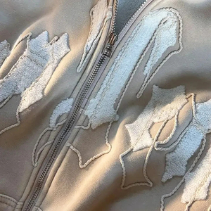 Sweat à capuche surdimensionné pour homme en chenille brodée, délavé à l'acide, épaules tombantes, en coton, style vintage, streetwear automne - Product Image 4