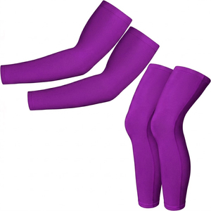 Ensemble de manchons de compression pour bras et jambes, évacuant l'humidité et offrant un soutien pour le basketball, le cyclisme, la course à pied et les activités de plein air - Product Image 3