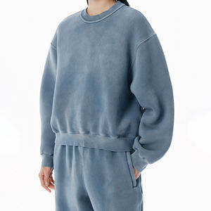 Suéter de cuello alto para mujer, tejido, 100% algodón, teñido liso, con efecto lavado ácido, personalizado, largo, ecológico, venta al por mayor - Product Image 1