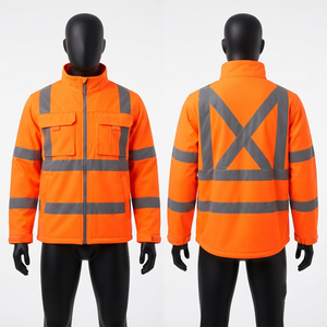 Veste en cuir noire réfléchissante à capuche en toile de polyester lavée 300 GSM très résistante avec panneau arrière en X et boutons personnalisés, service OEM - Product Image 6