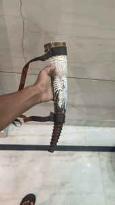 Belleza de lujo en nórdico Tallado a mano Pulido Limpiado y sellado Cuerno que sopla de buey con correa de cuero Cuerno que sopla de búfalo real - Product Image 4