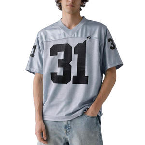 Camiseta de Fútbol Retro Personalizada de Alta Calidad con Cuello en V, Camiseta de Fútbol Oversize para Hombre, Camiseta de Fútbol Americano Vintage Personalizada B2B - Product Image 1