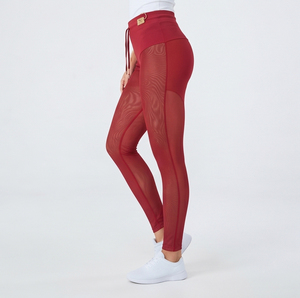 Leggings de malla transparente con cordón en la cintura para mujer, pantalones largos transpirables 100% poliéster, pantalones transparentes para dama - Product Image 2