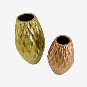 Modern Tabletop <b>Vases</b> Set Handmade Geometric Design Gold and Bronze Finish Decorative Home Accents - Product Image 6