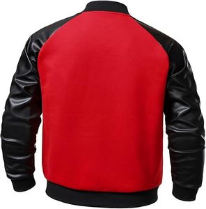 High Quality Men's Varsity Jackets Thin <b>Stand</b> Collar Light <b>Weight</b> Winter Wool Body Leather Sleeve Best Design Plain Fabric Front - Product Image 5