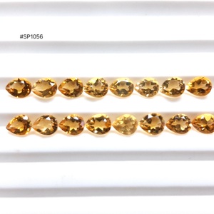 พลอยซิทรินสีเหลืองธรรมชาติ 100% รูปทรงลูกแพร์ C2 ขนาด 5.00x4.00 มม. สีโทนอุ่น เหมาะสำหรับแหวน จี้ และเครื่องประดับทำมือ - Product Image 1