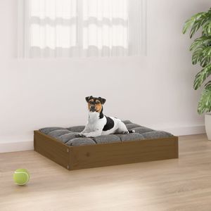 Lit pour chien en bois de pin massif brun miel durable 20,3 x 17,3 x 3,5 pouces, un lit confortable pour votre ami à fourrure - Product Image 1