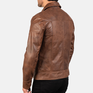 Chaqueta de Cuero Vintage para Hombre, Chaqueta de Cuero Marrón de Primera Calidad, Chaqueta de Cuero de Invierno para Hombre de Piel de Vaca/Oveja - Product Image 6