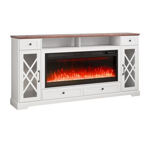 Pastoral 80\" Fireplace TV Stand Media Storage <b>Corner</b> with 42\" Fireplace Storage Drawers Cabinets <b>Console</b> <b>Table</b> 2 - Product Image 1