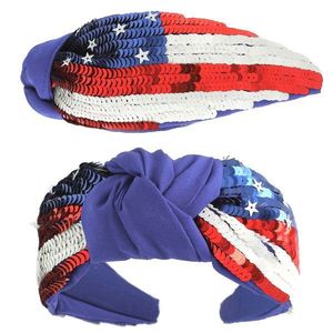 American Flag <b>Sequin</b> <b>Headband</b> Fashion Hair Accessory Casual Decorative Knot Design Patriotic Style - Product Image 1