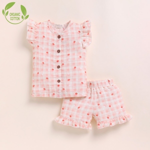 Organic Strawberry Print Jabla <b>Set</b> for Babies Premium Quality Premium Baby Clothing <b>Sets</b> - Product Image 1