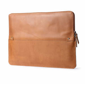 Housse pour ordinateur portable en cuir véritable, motif personnalisé, logo sur mesure, pour voyages d'affaires, design élégant. - Product Image 1