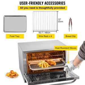 Forno a Convezione Commerciale da 47L/43Qt, Mezza Dimensione, 1600W, 4 Ripiani, con Porta Frontale in Vetro, Forno da Banco per Hotel - Product Image 6