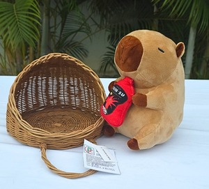 Eco-friendly Round Brown Rattan <b>Basket</b> Multi-purpose <b>for</b> <b>Flowers</b> Kitchen Storage and Stationery - Product Image 4