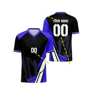 Custom Black Blue <b>Soccer</b> Jersey V-Neck Short Sleeve Sublimated Print Solid Moisture Wicking Front Logo Mesh Unisex Adult Apparel - Product Image 3