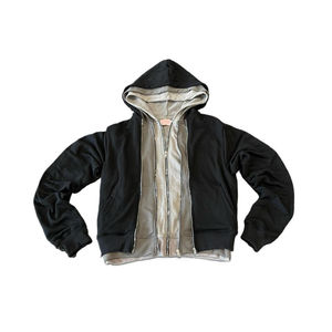 Custom <b>Men's</b> French Terry Cotton <b>Hoodie</b> <b>Pink</b> Street Cropped Triple Zip-up with Plain Zipper Winter Style <b>Hoodie</b> - Product Image 2