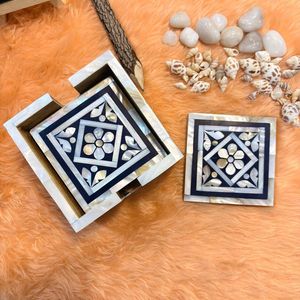 Ensemble de dessous-de-verre en nacre de haute qualité, fait main, cadeau décoratif pour la maison, le restaurant, l'hôtel, le bureau - Product Image 3