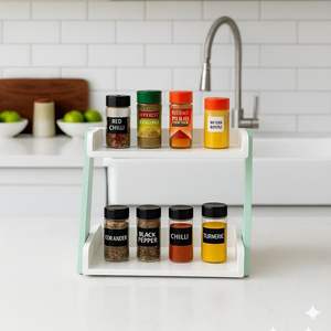 Organizador de Especias en Forma de Z para Encimeras y Armarios de Cocina |   Madera MDF de Primera Calidad |   Estante de Almacenamiento para Especias y Frascos - Product Image 2