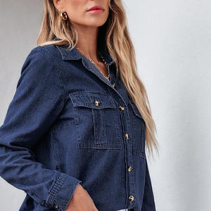 Blusa Holgada de Mezclilla Tejida Estilo Coreano para Mujer, Camisa Vintage de Un Solo Pecho con Lazo Bordado, Top Azul Informal para Primavera y Otoño - Product Image 6