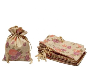 Nueva llegada Rajasthani Potli bolsas flor impresa yute cordón bolsas para boda fiesta Favor devolución regalo Favor - Product Image 3