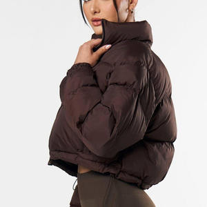 Chaqueta corta informal acolchada tipo puffer, estilo boxy, con aislamiento para invierno, parka corta para mujer, a prueba de viento, tipo burbuja. - Product Image 4