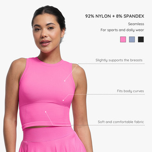 Ensemble de yoga pour femme : Soutien-gorge de sport et leggings taille haute longueur intégrale, ensemble 2 pièces, haut court sans manches dos nageur uni - Product Image 2