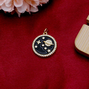 Pendentifs Émail Étoile Planète Saturne Brillants Micro-Pavés en CZ Transparent Plaqué Or et Argent Mini Pas Chers pour Fabrication de Bijoux Colliers - Product Image 5