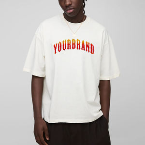 Camiseta de Hombre 100% Algodón, Estilo Hip Hop, Corte Holgado, Hombros Caídos, con Logotipo Personalizado Impreso, Tejido de Lana de Alta Densidad 210GSM, Ecológica, de Secado Rápido y Lavada - Product Image 3