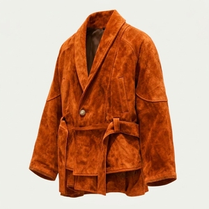 Custom <b>Men</b> <b>Suede</b> Style <b>Jacket</b> Belted Casual Outerwear Warm Fashion Coat Wholesale Apparel Manufacturer - Product Image 3