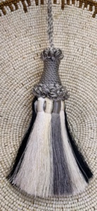 <b>Key</b> <b>Tassel</b> Decorative Beaded Fringe 100% Rayon Black White Gray - Product Image 2