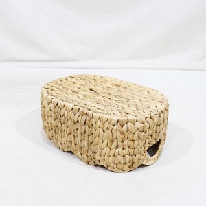 Panier de rangement ovale en jacinthe d'eau tressé à la main, écologique, pour la cuisine, ensemble de bacs emboîtables avec bord festonné et poignées découpées - Product Image 5