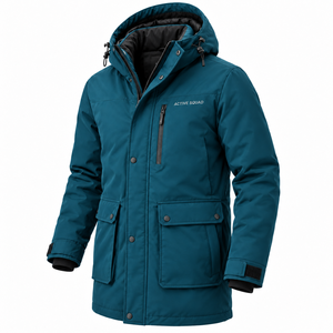 Best Style <b>Men's</b> Reversible <b>Parka</b> Jacket Waterproof <b>Winter</b> <b>Coat</b> Hooded Collar Thick Cotton Filling Plus Size Design Wholesale - Product Image 2