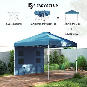 "10FT X 10FT Dark Blue Pop up <b>Canopy</b> <b>Tent</b> W/ Sidewall Height Adjustable & Storage Pockets" - Product Image 4