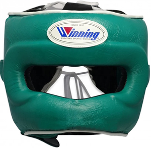 อุปกรณ์ป้องกันศีรษะสำหรับฝึกซ้อมมวยแบบเต็มหน้า สีน้ำเงิน ยี่ห้อ Winning คุณภาพสูง ปรับแต่งได้ ผลิตจากหนังแท้ พร้อมเชือกผูก - Product Image 5
