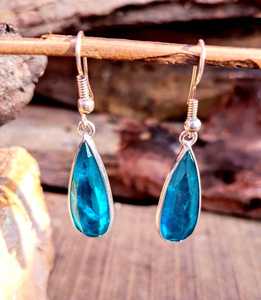 Boucles d'oreilles de luxe en tourmaline Paraiba, bleu néon, forme poire, bijoux fins, cadeau d'anniversaire pour femmes, Design élégant - Product Image 1