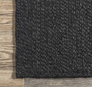Tapis en jute noir écologique, tissé à la main, tissage lourd, tapis durable - Product Image 2