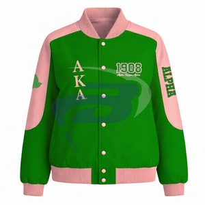 Alpha | Kapa | Alpha AKA Sorority Racing Style Cotton Twill <b>Jacket</b> Greek apparel Sorority Stand Collar Color Block <b>Racer</b> <b>Jacket</b> - Product Image 2