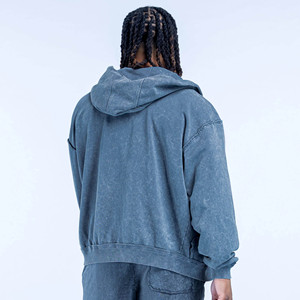 OEM Custom Logo <b>Oversized</b> Distressed Washed Zip Hoodie & <b>Jogger</b> Men's Vintage Tracksuit Breathable Streetwear Men's Sweatsuits - Product Image 2