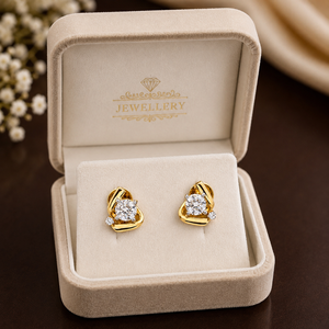 Boucles d'oreilles clous rondes couleur or 14 carats, imitation diamant à quatre griffes, bijoux d'oreille pour femme, cadeau de fête - Product Image 5