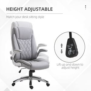 Sedia da Ufficio Direzionale Girevole in Ecopelle Grigia con Braccioli Regolabili per il Comfort del Home Office - Product Image 4