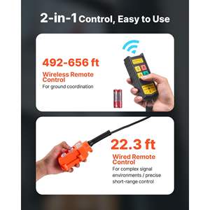 Treuil électrique 2 en 1 de 1500 W, capacité de 660 lb, hauteur de levage de 98,4 pi, vitesse de 62 pi/min, télécommande filaire et sans fil - Product Image 4