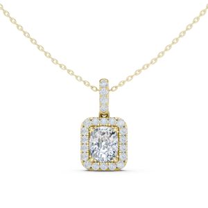 Pendentif en diamant de laboratoire taille coussin avec halo pour femme, certifié IGI, plaqué or, cadeau de bijoux - Product Image 1