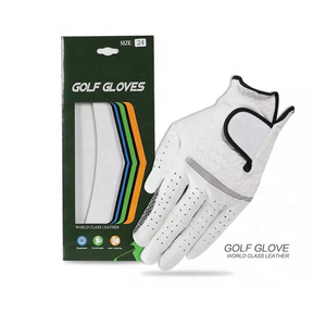 Gants de golf unisexes blancs et roses en cuir véritable respirant antidérapant à enfiler avec logo et emballage personnalisés Sports de plein air - Product Image 1