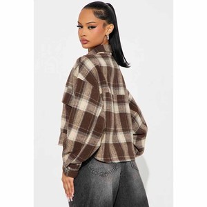 Hot Sale Women's Spring Autumn Knitted Shirt High Quality Long Sleeve Plaid Casual <b>Tops</b> with Button Turn-Down Collar - Product Image 3