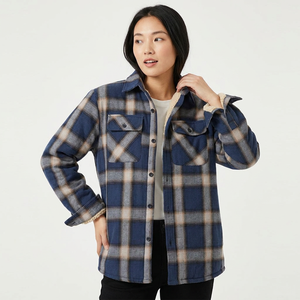 Veste bomber à carreaux pour homme avec doublure, col carré, logo discret sur le devant, manteau décontracté chaud pour l'hiver, coupe classique, manches longues - Product Image 2
