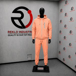 Conjunto de chándal con capucha para hombre, color melocotón, chaqueta con cremallera completa, pantalones jogger, ropa deportiva informal, ropa deportiva personalizada, ropa urbana, venta al por mayor, para entrenamiento - Product Image 3