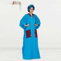 Kaftan Rayon Ukuran Besar Panjang Lantai Sederhana Ringan Pesta Idul Fitri Ramadhan Fungsional Saku Samping Siluet Santai Tanpa Usaha