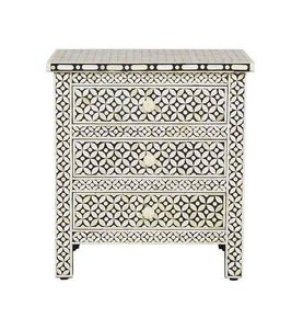 Cajonera Rústica con Incrustaciones de Hueso, Mueble Decorativo Hecho a Mano con Mosaico, Mesita de Noche para Dormitorio, Solución de Almacenamiento de Lujo - Product Image 3