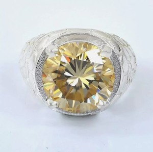 Bague en moissanite jaune, argent sterling 925 plaqué or blanc, bague de fiançailles minimaliste, bague de promesse, bijoux fins et délicats - Product Image 1