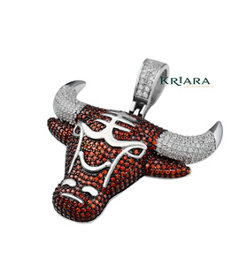 Pendentif Tête de Taureau en Argent 925 Plaqué Or 18K avec Moissanite, Coupe Ronde, Breloque Thème Animal Hip Hop pour Homme - Product Image 3